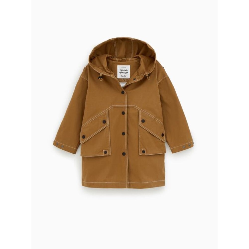 ZARA HOODED BROWN JACKET WITH REMOVABLE VEST